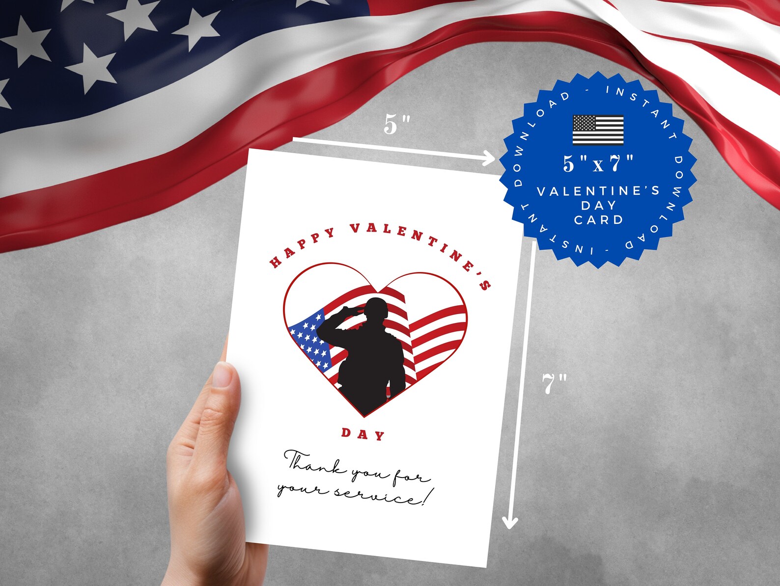 Military Valentine's Day Card Printable, Thank You for Your Service US ...