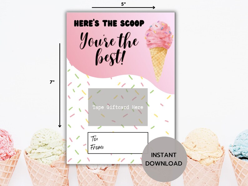 Ice Cream Gift Card Holder for Gift Giving Celebrations Etsy