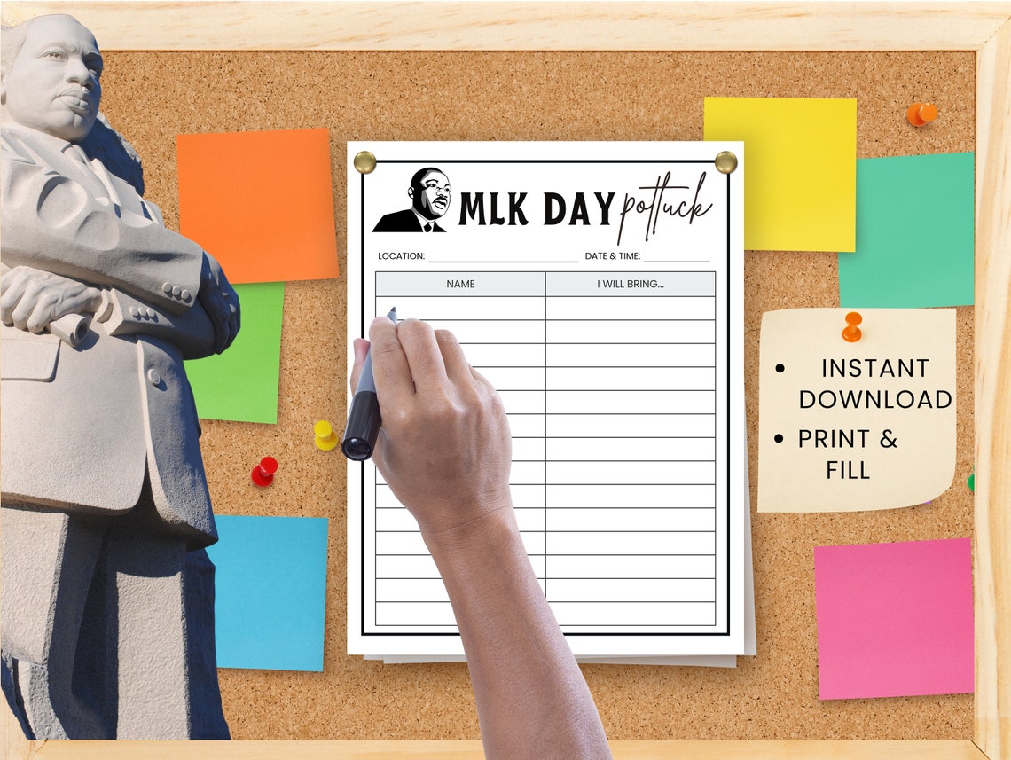 MLK Day Potluck Sign up Sheet, Team Building Activity, Employee