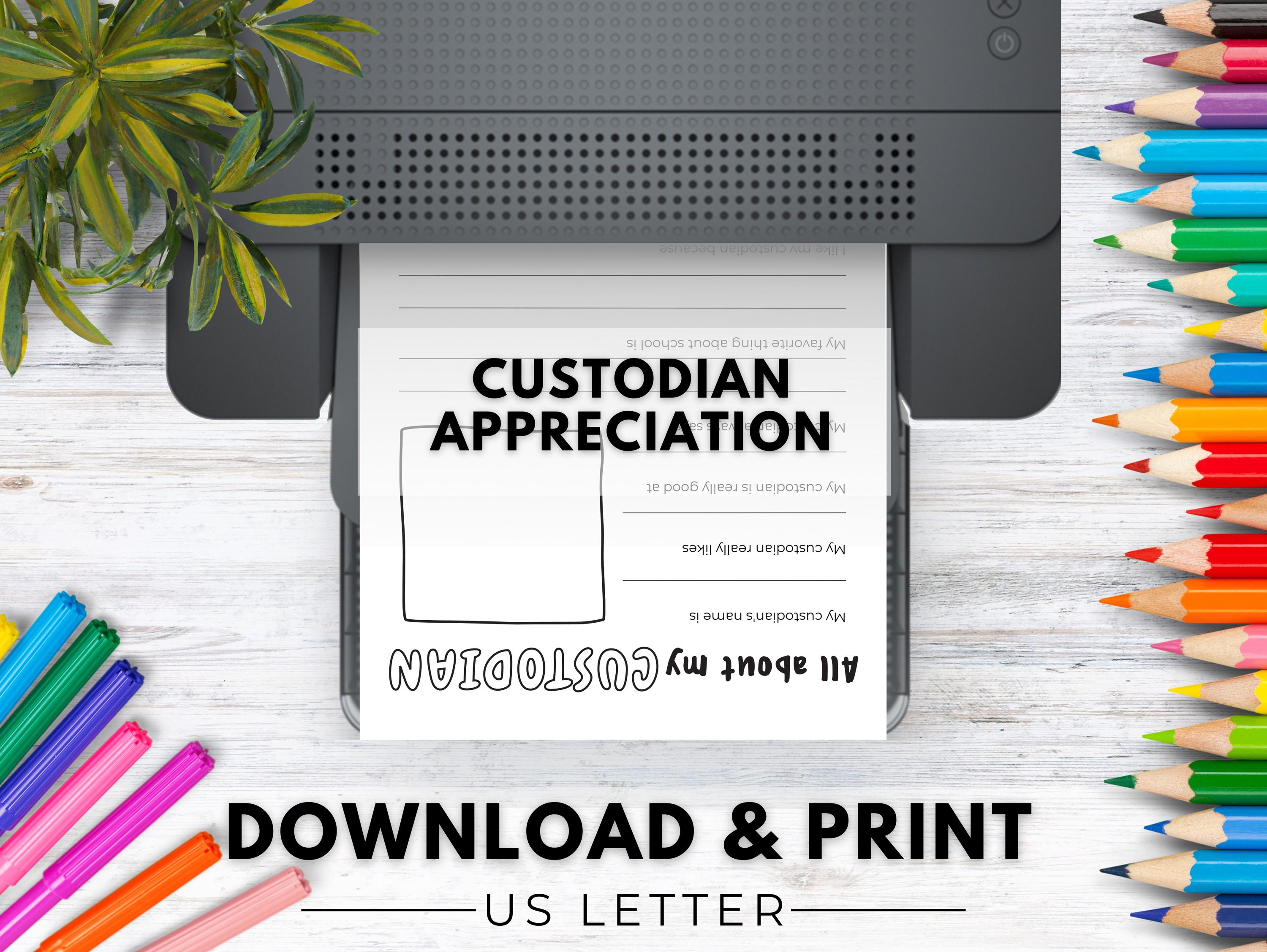 School Custodian Appreciation Worksheet, Printable All About My ...