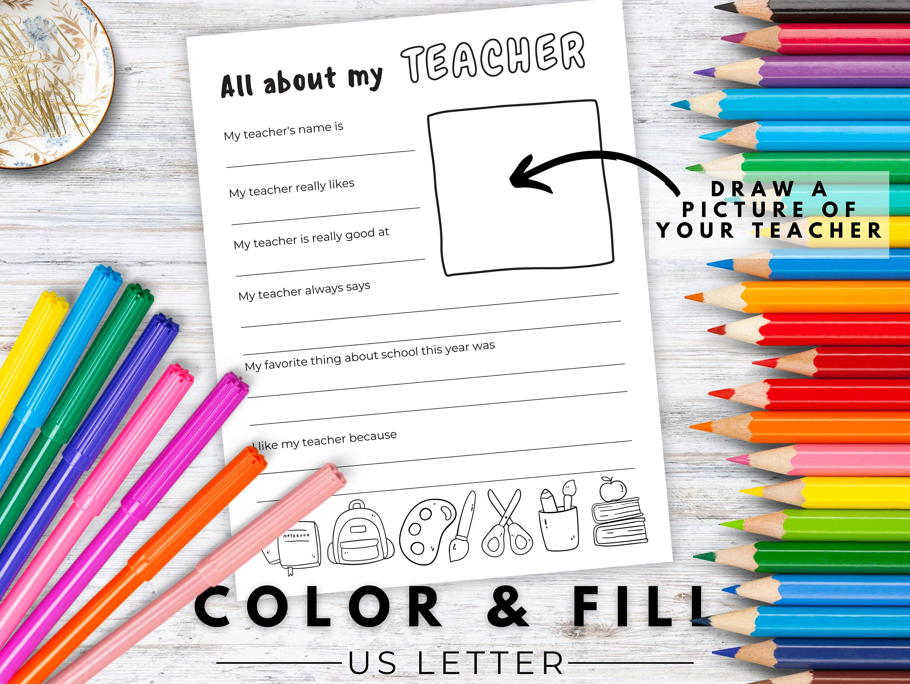 All About Teacher Activity And Coloring Page Printable For Kids All about teacher activity and coloring page printable for kids