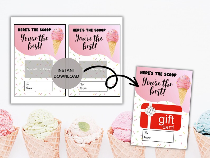 Ice Cream Gift Card Holder for Gift Giving Celebrations Etsy