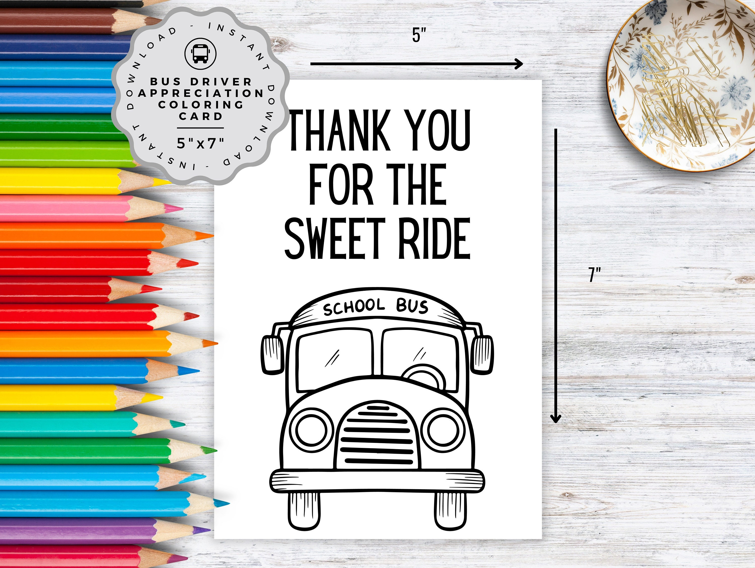 Bus Driver Appreciation Coloring Card From Students, Printable Thank ...