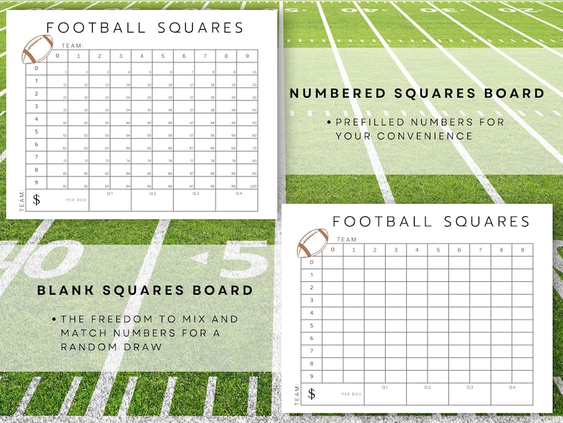 100 Square Football Pool Template, Football Play off Game, Printable ...
