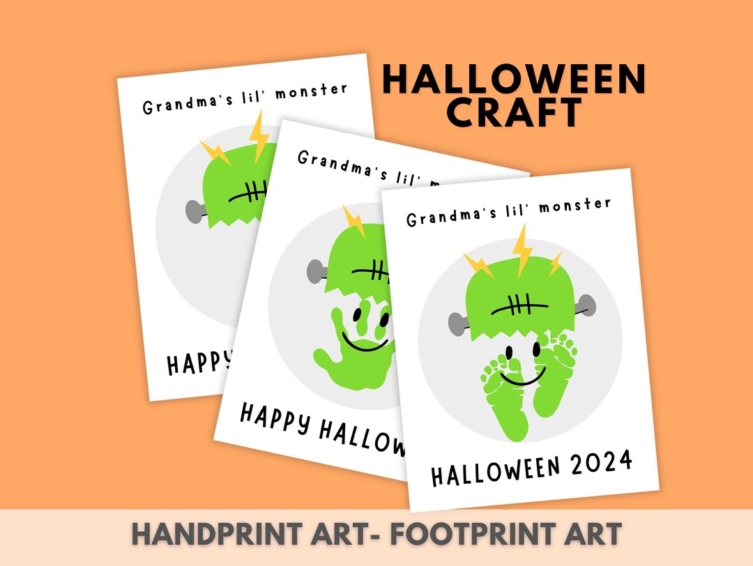 Halloween Baby Footprint Grandma Printable, Lil Monster Handprint Art ...