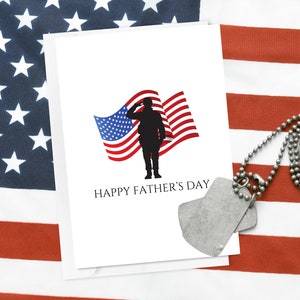 Tarjeta del Día del Padre para un Papá Militar, de parte de sus hijos o cónyuge. Imprimible. Miembro del ejército de EE. UU., Ejército, Marina, Fuerza Aérea, Cuerpo de Marines. Descarga instantánea.