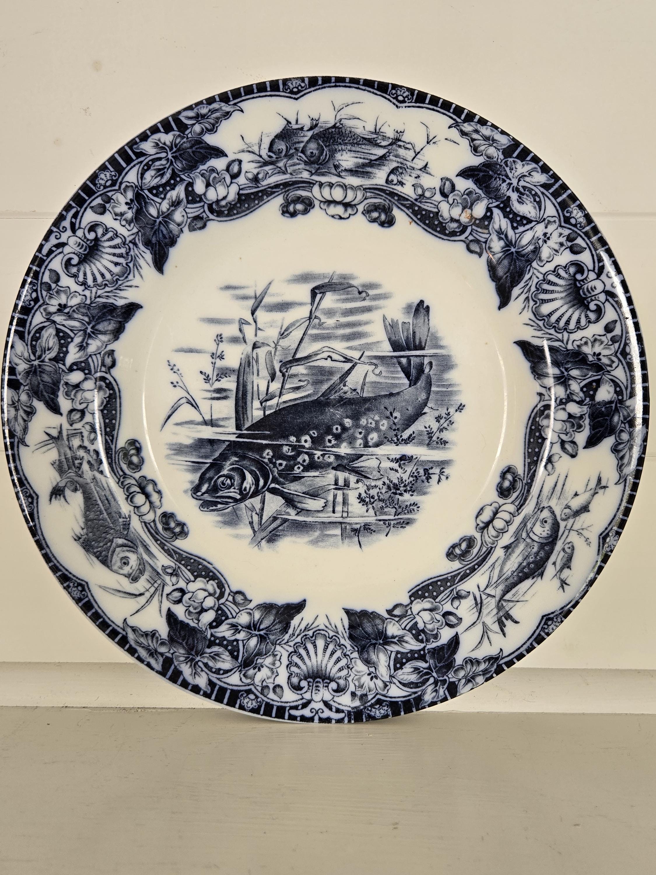Blue and White Fish Plate - Etsy
