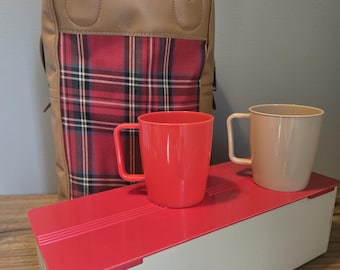 Vintage Thermos brand plaid picnic bag with sandwich carrier