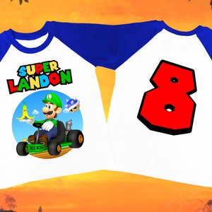 Luigui Kart Personalized Birthday Boy, Birthday Girl, Raglan Shirt, Family Shirt, Party Family Matching Tee.