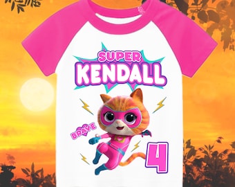 Super Kitties BRAVE Personalized Birthday Boy, Birthday Girl, Raglan Shirt, Family Shirt, Party Family Matching Tee, Raglan Tshirt.