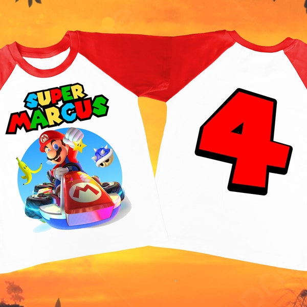 Mario Kart Personalized Birthday Boy, Birthday Girl, Raglan Shirt, Family Shirt, Party Family Matching Tee.