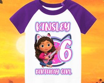 Gabby's Dollhouse Personalized Birthday Boy, Birthday Girl, Raglan Shirt, Family Shirt, Party Family Matching Tee.