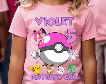 Camiseta personalizada de cumpleaños para niña, color rosa, camiseta familiar, camiseta a juego para fiesta familiar.