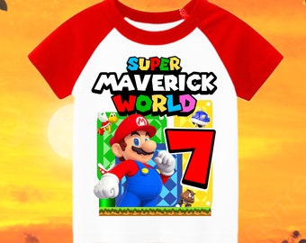 Mario Personalized Birthday Boy, Birthday Girl, Raglan Shirt, Family Shirt, Party Family Matching Tee.