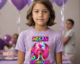 Personalized Poppy Trolls, Birthday Boy, Birthday Girl, Family Shirt, Party Family Matching Tee.