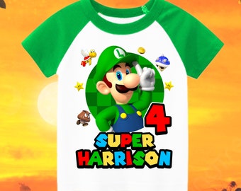 Mario Luigui Personalized Birthday Boy, Birthday Girl, Raglan Shirt, Family Shirt, Party Family Matching Tee.
