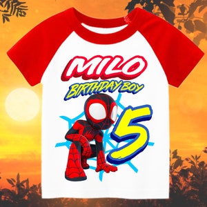 Mile Morales Personalized Birthday Boy, Birthday Girl, Raglan Shirt, Family Shirt, Party Family Matching Tee.