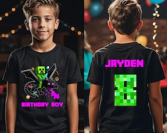 Camiseta personalizada de Ender Dragon Jockey para cumpleaños de niño, cumpleañera, familia, fiesta familiar a juego.