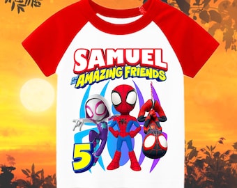 Spidey and his amazing Friends Personalized Birthday Boy, Birthday Girl, Raglan Shirt, Family Shirt, Party Family Matching Tee.