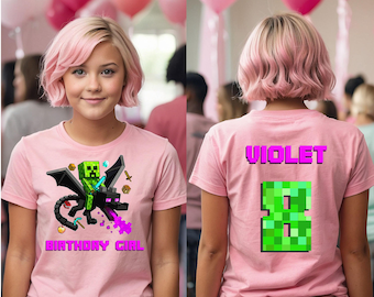 Personalized Ender Dragon Jockey Birthday Girl, Birthday Boy, Family Shirt, Party Family Matching Tee.