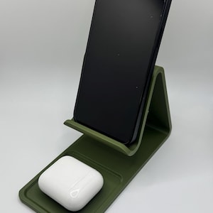 3D Printed Phone & AirPods Stand – Minimalist Desk Organizer, For iPhone, AirPods, and Smartphones