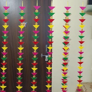 Pack of 10,20,50,100- 5 feet Gota Strings with felt fabric for Haldi Indian Wedding Decor Mehndi  Colorful Backdrop Party Decor.