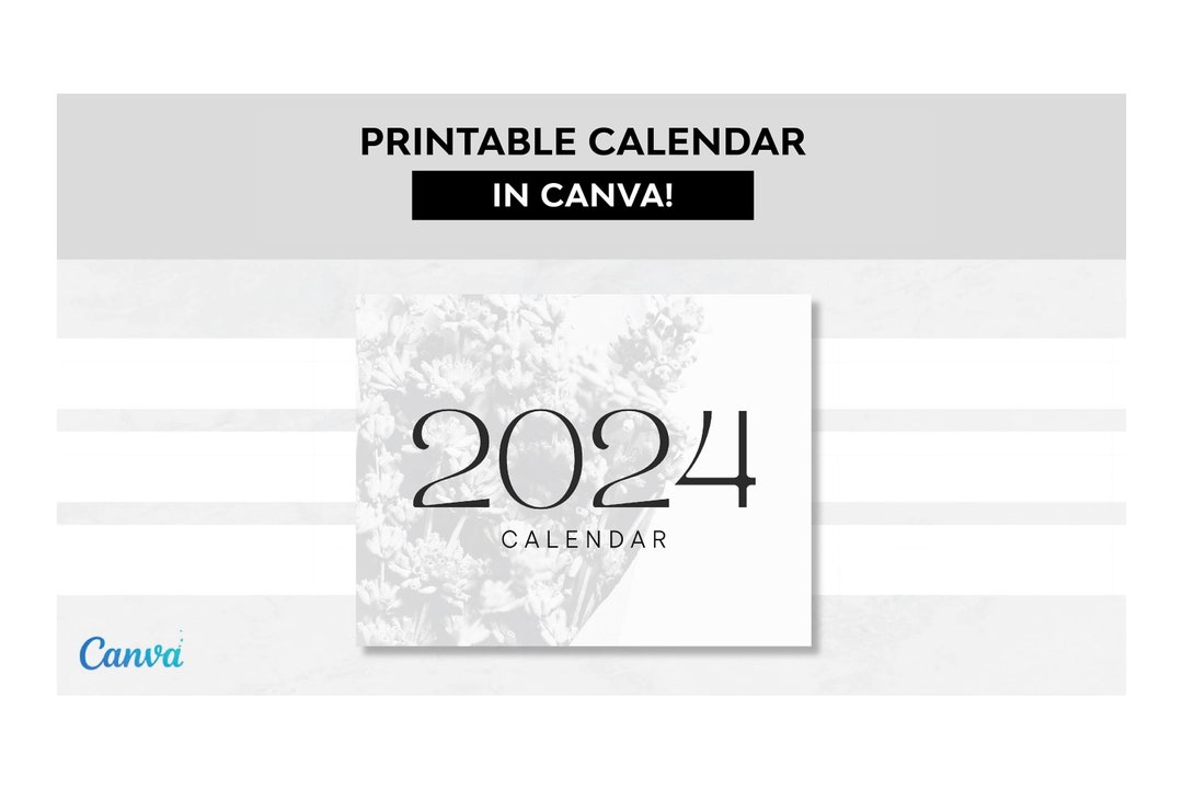 2024 Calendar Template Printable Calendar Canva Calendar Etsy