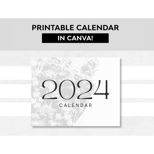 2024 Calendar Template, Printable Calendar, Canva Calendar Template, Calendar Template, Canva Templates, Custom Calendars, Printable