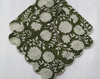 Green & White Indian Cotton Printed Napkin, Baby Shower napkin, Gift For Her, Custom Napkin, Handmade Spring Summer gift 20x20 Inch Set Of 4