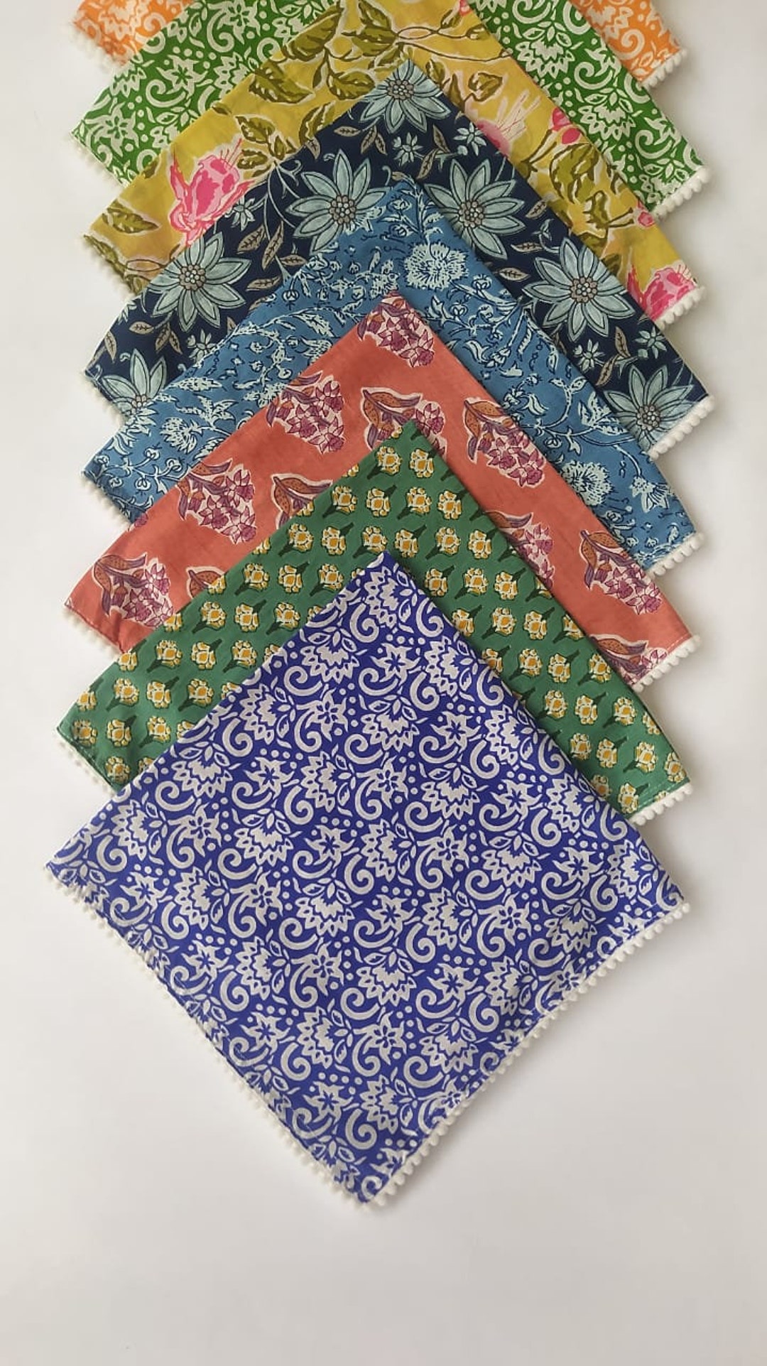 A Lot of Napkins Set, Indian Cotton Cloths Napkins Hand Print Everyday