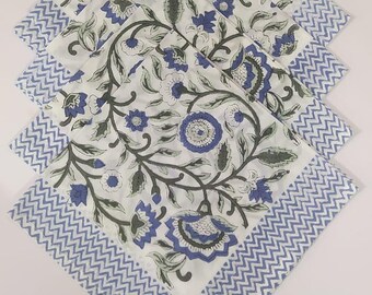 Eco-friendly Kitchen Reusable Cloth Napkins, Assorted Cloth Napkins Set of 50, Hand Block Printed Wedding Napkins, Mix & Match Dinner Napkin