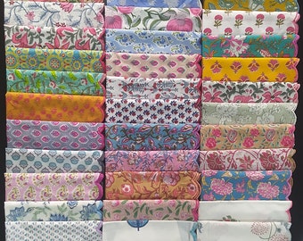 Servilletas estampadas a mano con bloques, 100% algodón, ecológicas y reutilizables, ideales para cócteles, sin residuos, sin papel, para niños, 20 x 20 pulgadas.