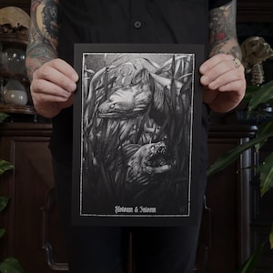 A4 Riso print Flotsam & Jetsam - Moray eel, sea, seaweed - Christopher Reuter
