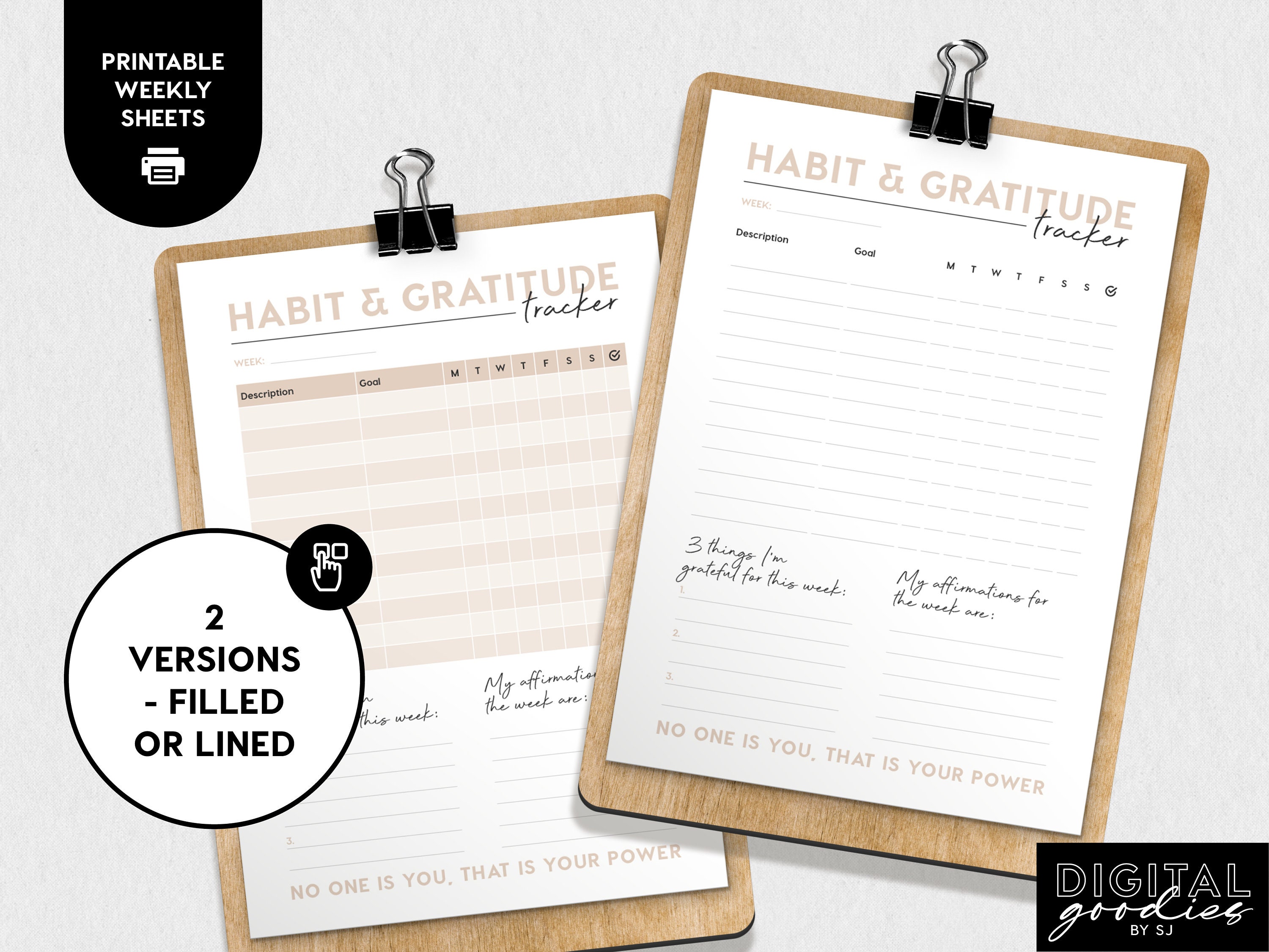 Weekly Habit Tracker Printable, Habit and Gratitude Tracker, Routine ...