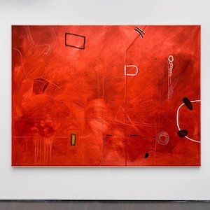 large abstract painting red painting on canvas black oil painting geometrical