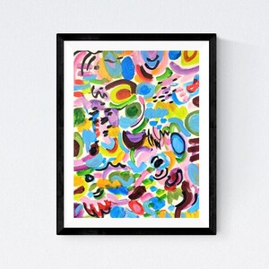 Klein kunstwerk abstract geometrisch schilderij op papier kleurrijk olieverfschilderij expressionisme