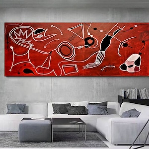 large abstract painting red painting on canvas black oil painting geometrical