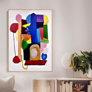 large abstract painting geometrical painting on canvas creme oil painting