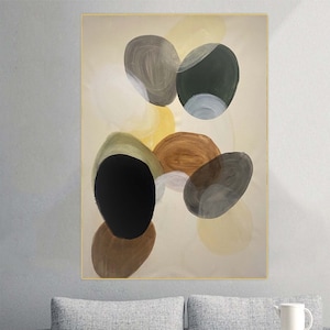 large abstract painting creme painting on canvas green oil painting bubble