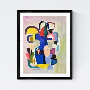 Klein kunstwerk abstract geometrisch schilderij op papier kleurrijk olieverfschilderij expressionisme