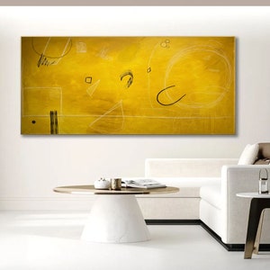 large abstract painting yellow painting on canvas black oil painting geometrical