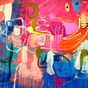 large abstract painting pink painting on canvas colorful oil painting geometrical
