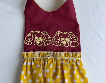 Small Dog Dress with Snaps, Pet Clothing, Matching Hair Scrunchie, Dog Mom Gift, Free Gift Scrunchies