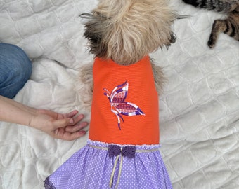 Small Dog Dress with Snaps, Pet Clothing, Matching Hair Scrunchie, Dog Mom Gift, Free Gift Scrunchies
