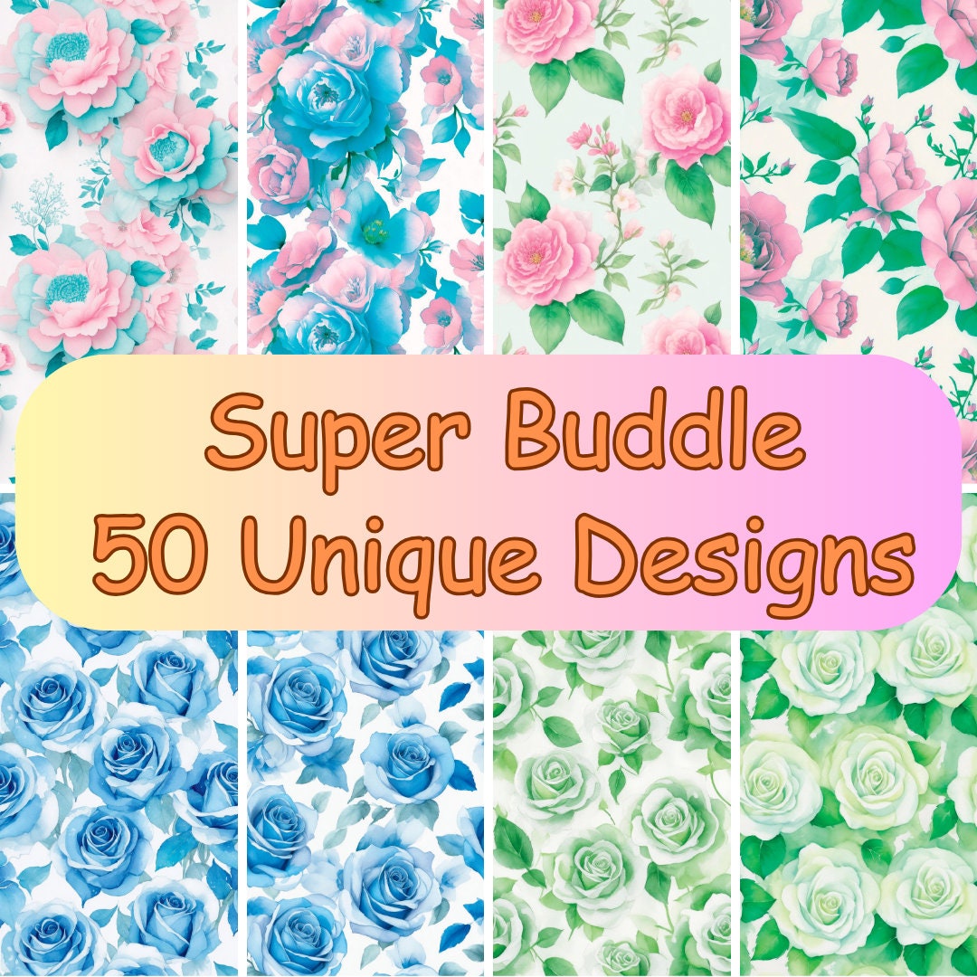 50 Sheets Floral Seamless Pattern Sheets Beautiful Design Pack 12kx12k ...