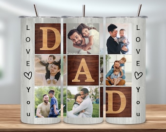 Dad Photo Tumbler, 20 oz Skinny Tumbler Sublimation Design, Fathers Day Tumbler, Dad Tumbler Wrap, PNG Digital Download