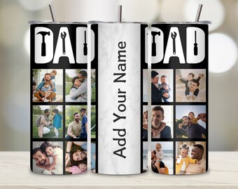 Envoltura para vaso con collage de fotos para papá, diseño de sublimación para vaso delgado de 20 oz, vaso con foto para papá, vaso PNG para el Día del Padre, descarga digital