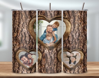 Dad Photo Tumbler, 20 oz Skinny Tumbler Sublimation Design, Dad Tumbler PNG, Father's Day Tumbler Wrap, PNG Instant Download