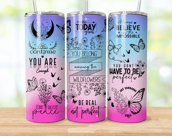 Motivational Quote Tumbler Wrap: 20 oz Skinny Design (Digital Download)