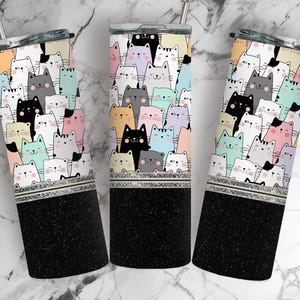 Cat Tumbler PNG Cat Gifts 20 oz Skinny Tumbler PNG Design, Cat Tumbler Wrap Sublimation Design, Cute Cat Tumbler, PNG Digital Download